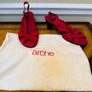 Arche France Womens Red Nubuck Leather Red Sandals & Dust Bag Sz 39  US 8